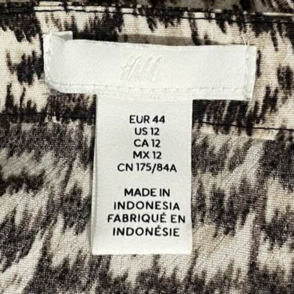 H&M Midi Skirt Size 12 | Brown & Cream Print | Side Slit | 100% Viscose - Picture 8 of 11